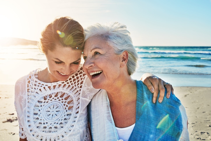 mother and daughter on beach